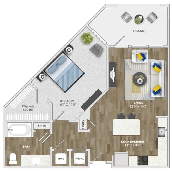 1 Bedroom (a3) Floor Plan 1 Bedroom (a3) Floor Plan at Monterosso Apartments, Kissimmee, Florida