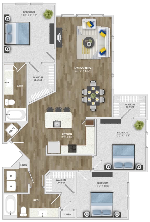 3 Bedroom (c3) Floor Plan 3 Bedroom (c3) Floor Plan at Monterosso Apartments, Kissimmee