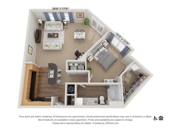C2 1 Bed 1 Bath Floor Plan C2 1 Bed 1 Bath Floor Plan