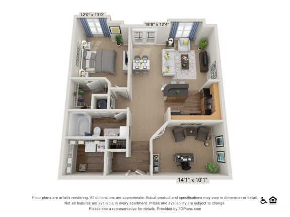 D2 1 Bed 1 Bath Floor Plan D2 1 Bed 1 Bath Floor Plan