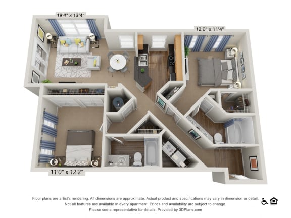 E2 2 Bed 2 Bath Floor Plan E2 2 Bed 2 Bath Floor Plan