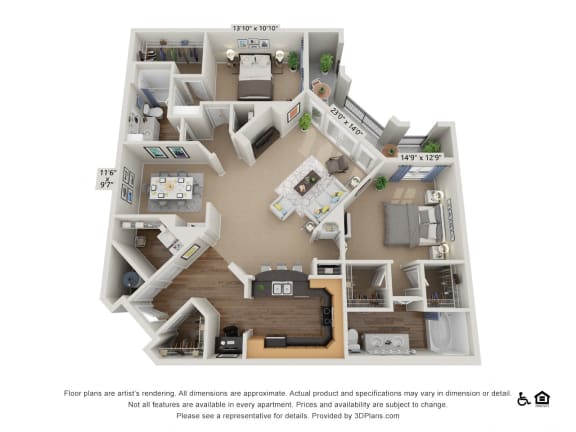 E3 2 Bed 2 Bath Floor Plan E3 2 Bed 2 Bath Floor Plan