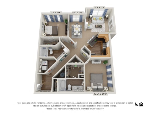 E4 2 Bed 2 Bath Floor Plan E4 2 Bed 2 Bath Floor Plan