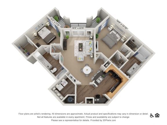 E5 2 Bed 2 Bath Floor Plan E5 2 Bed 2 Bath Floor Plan