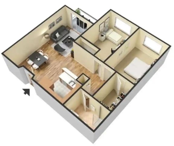 Two Bedroom One Bath Two Bedroom One Bath at 55+ FountainGlen Goldenwest Senior Apartments, California