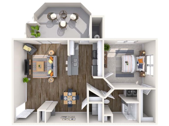 Pearl Renovated 3D Floor Plan Pearl Renovated 3D Floor Plan at Biscayne Bay Apartments, Chandler