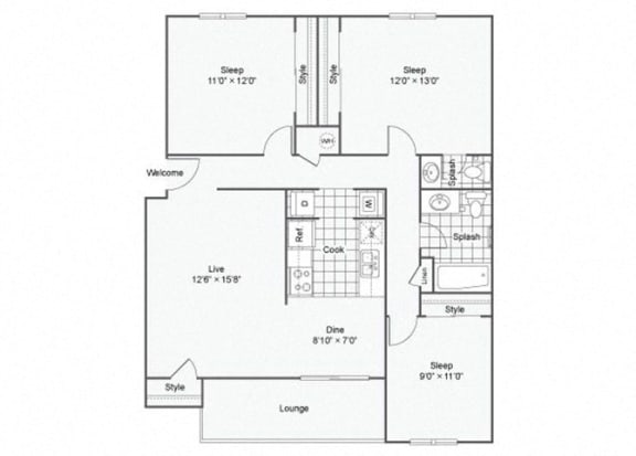 3 Bed 1.5 Bath