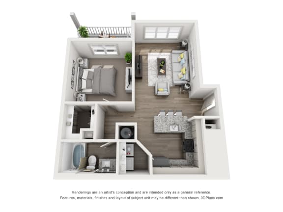 Red Maple Floor Plan 700 SF 1X1