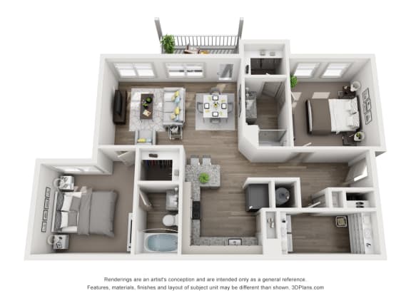Willow Floor Plan 1043 sf 2X2