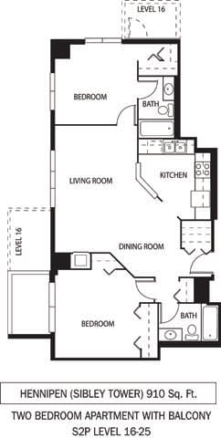 Galtier Towers Hennepin Floor Plan Galtier Towers Apartments in Lowertown, St. Paul, MN 2 Bedroom 2 Bath Apartment
