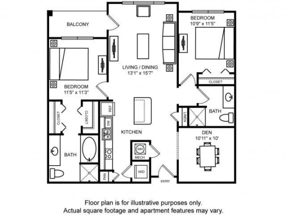 Floorplan Floorplan at The Ridgewood by Windsor, 4211 Ridge Top Road, Fairfax, VA 22030