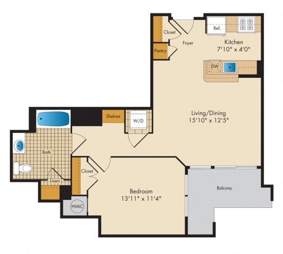1 Bedroom 1K Floor Plan 1 Bedroom 1K Floor Plan at Highland Park at Columbia Heights Metro, Washington, Washington