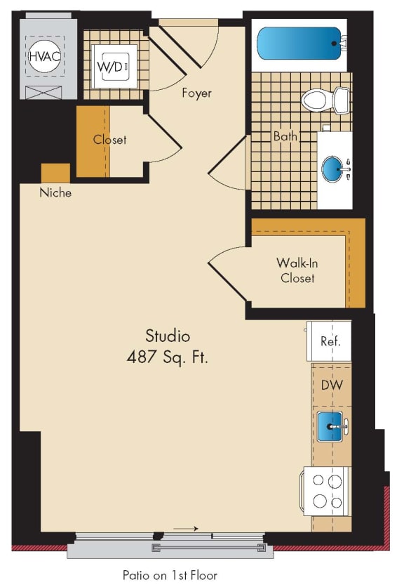 Studio A1 Floor Plan Studio A1 Floor Plan at Highland Park at Columbia Heights Metro, Washington, 20010