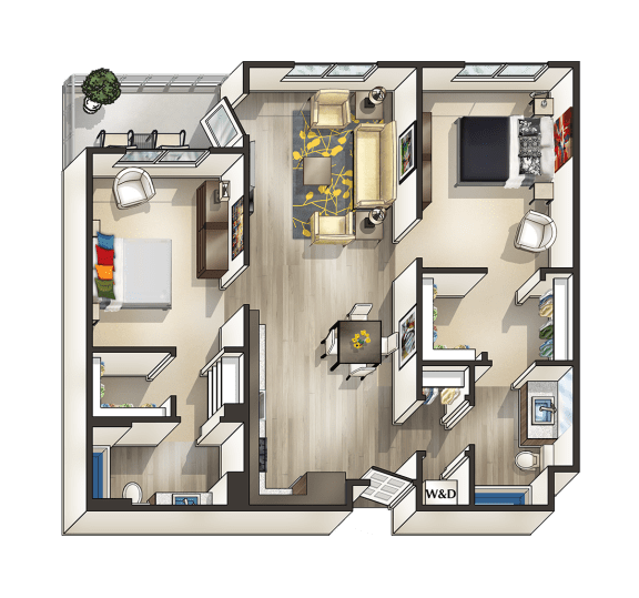 Two bedroom floor plan