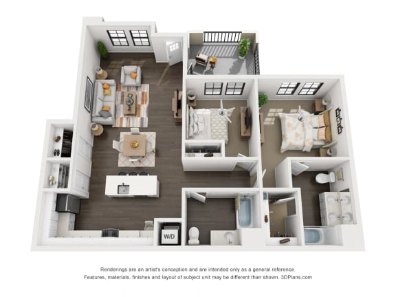 2 Bedroom Luxury Apartment 2 Bedroom Luxury Apartment 3D Floorplan at Tempranillo Apartment Homes