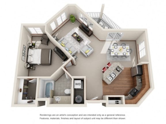 1 Bed 1 Bath Floor plan 1 Bed 1 Bath Floor plan at Harrington Square, Renton
