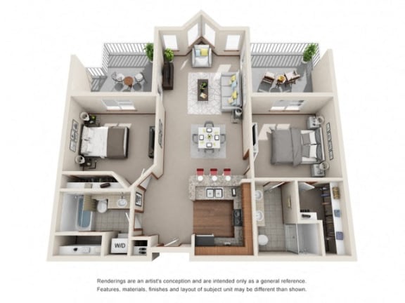 2 Bed 2 Bath Floor plan 2 Bed 2 Bath Floor plan at Harrington Square, Washington