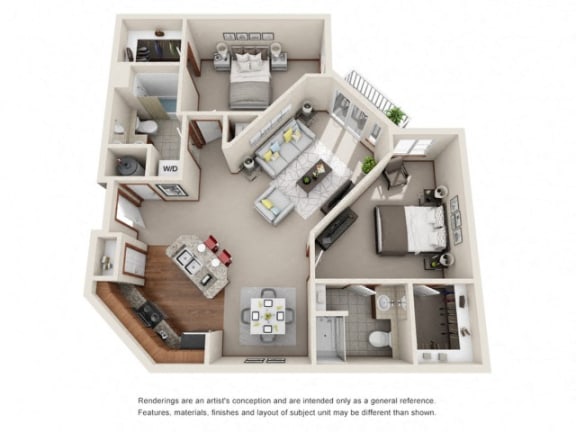 2 Bed 2 Bath Floor plan 2 Bed 2 Bath Floor plan at Harrington Square, Washington, 98056