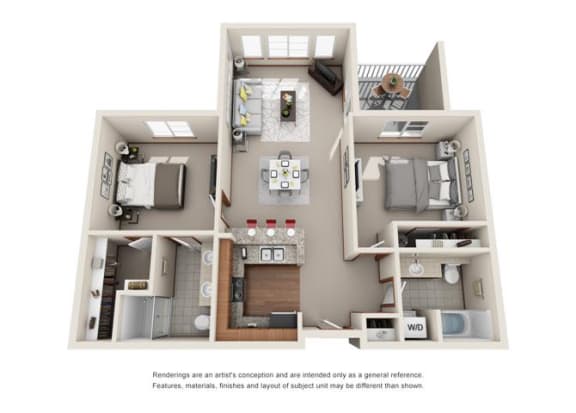 2 Bed 2 Bath Floor plan 2 Bed 2 Bath Floor plan at Harrington Square, Washington, 98056