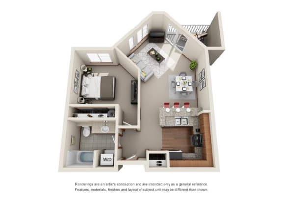 1 Bed 1 Bath Floor plan 1 Bed 1 Bath Floor plan at Harrington Square, Renton