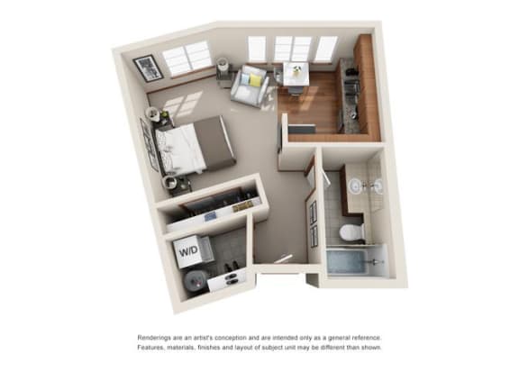 1 Bed 1 Bath Floor plan 1 Bed 1 Bath Floor plan at Harrington Square, Renton