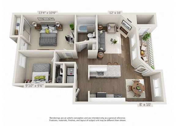 Renovated 2 Bed 1 Bath Floor Plan Renovated 2 Bed 1 Bath Floor Plan at Heatherbrae Commons, Milwaukie