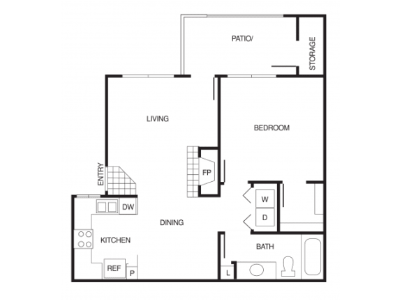 A2 1 Bed 1 Bath Floor Plan A2 1 Bed 1 Bath Floor Plan at Country Brook Apartments, Arizona, 85226