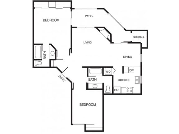 B3 2 Bed 2 Bath Floor Plan B3 2 Bed 2 Bath Floor Plan at Country Brook Apartments, Chandler, Arizona