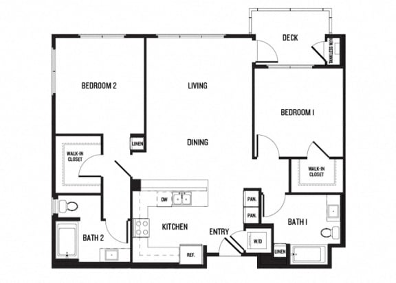 B1 Floor Plan Two bedroom Two bathroom 4