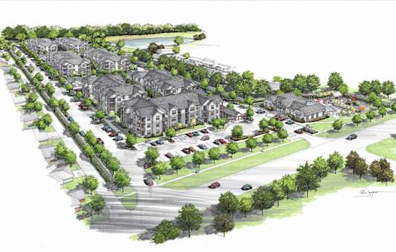 Timbers at Hickory Tree_Site Exterior Overview Rendering