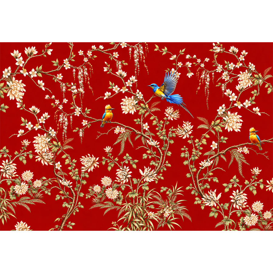 Crimson Blossom Birds