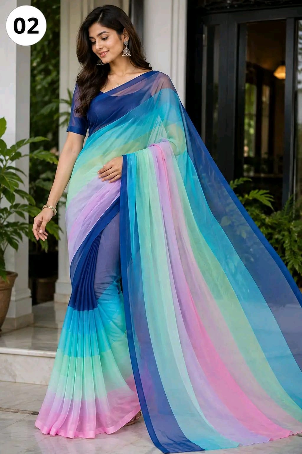 Rongdhonu Georgette Saree-- - Jamdani & Silk Sarees | চারুলতা লাইফস্টাইল (Charulata Lifestyle)