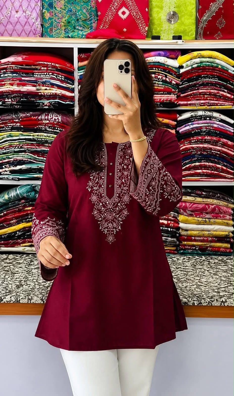 স্টাইলিশ লিনেন এমব্রয়ডারি শর্ট কুর্তি (One Piece Short Kurti) - Women's Fashion | চারুলতা লাইফস্টাইল (Charulata Lifestyle)