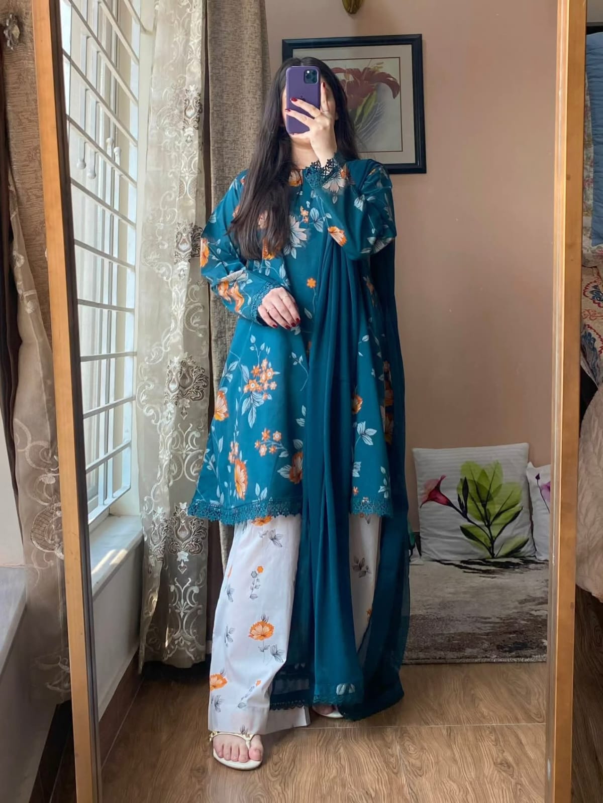 এক্সক্লুসিভ ডিজিটাল প্রিন্টেড থ্রি-পিস (Digital Printed Three Piece) – লেস ও টারসেল ওয়ার্ক | চারুলতা লাইফস্টাইল (Charulata Lifestyle)