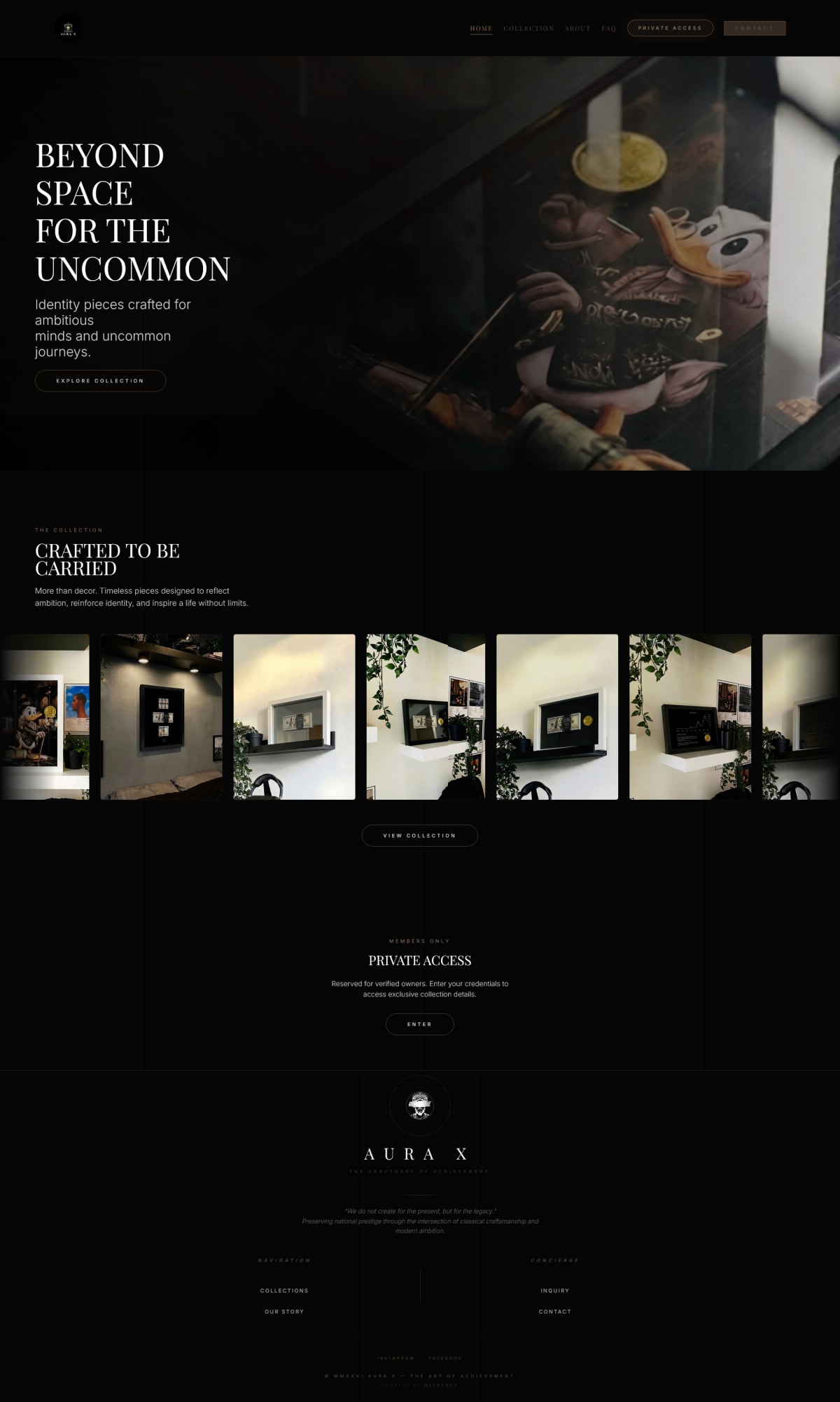 Premium Brand Website for Identity Pieces – Aura X Space