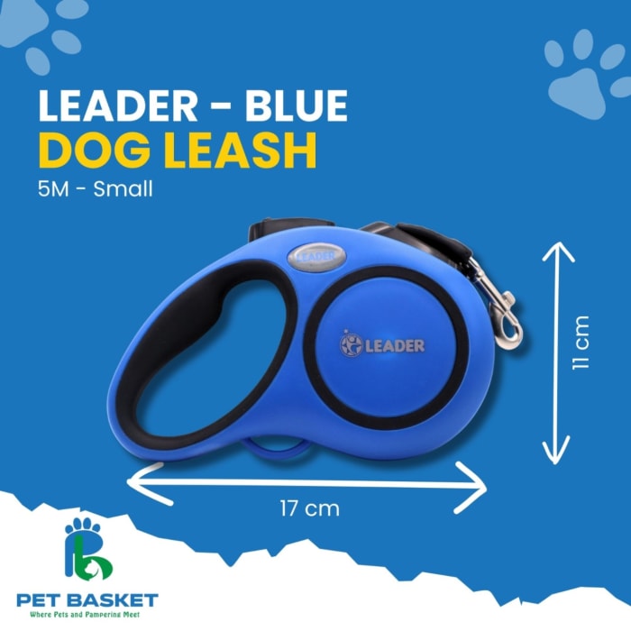 Leader - Blue Retractable Dog Leash - S (5M Leash, One-Button Lock & Brake for Puppies & Small Dogs up to 12kg)  view 5