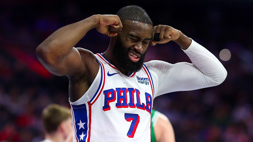 Jaylen Brown shows ability to fit in on star-studded roster in 76ers debut