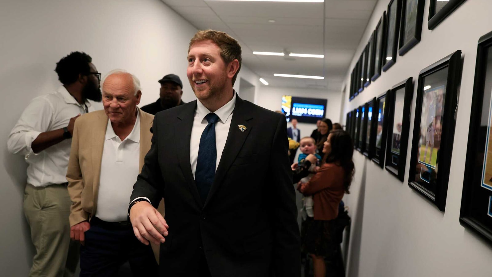 Jaguars Officially Announce Coaching - Liam Coen Center Walks His Father Tim Coen Left 