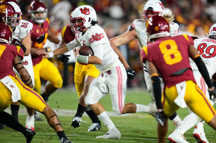No. 7 USC (6-0, 4-0 in Pac-12) at No. 20 Utah (4-2, 2-1 in Pac-12), 8 p.m., Saturday, Fox