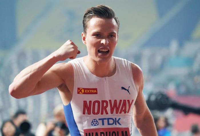 Men's 400-meter hurdles: Rai Benjamin (USA) vs. Karsten Warholm (Norway)