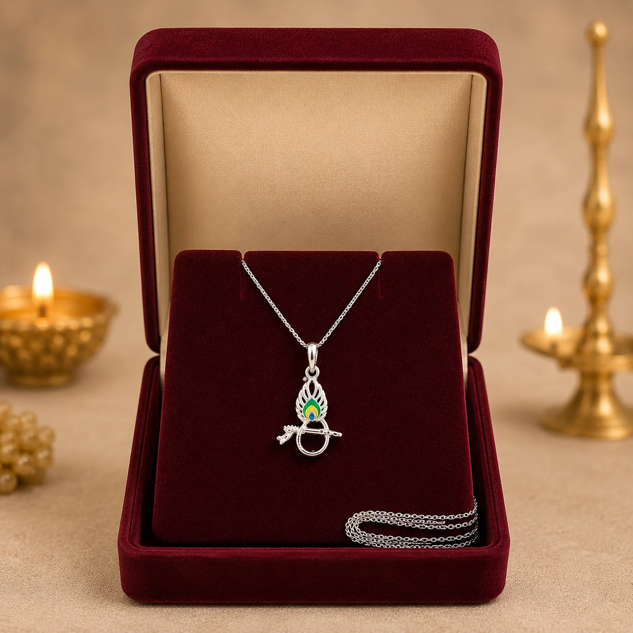 Mor Pankh Filigree Silver Pendant