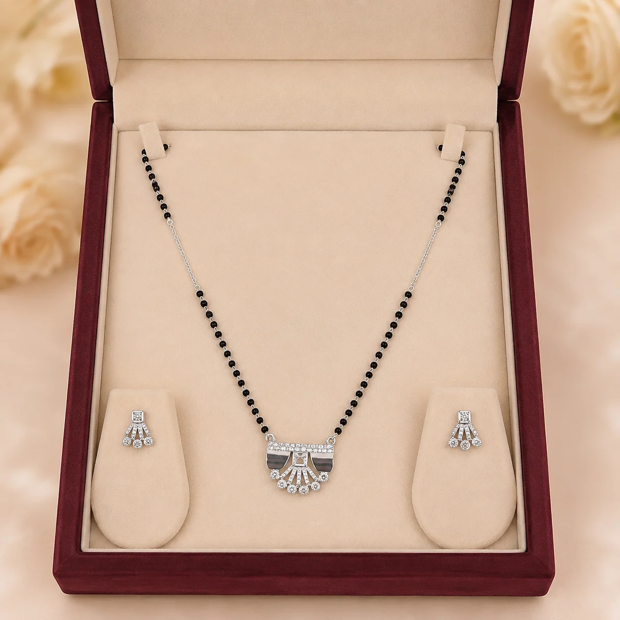 Trio Stone Mangalsutra & Earrings Set