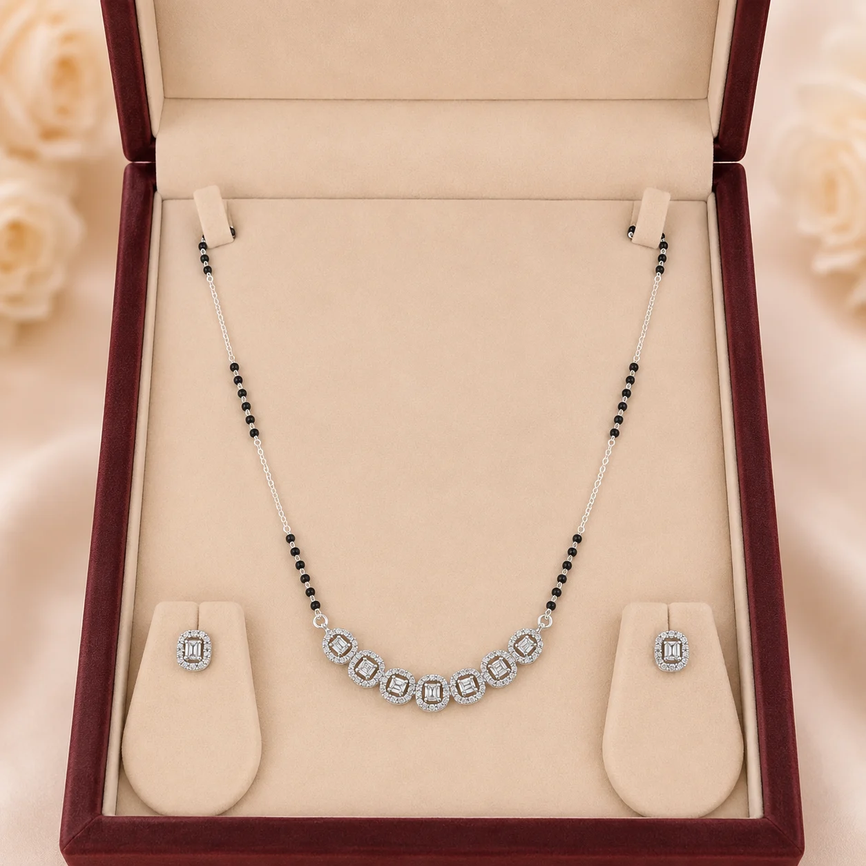 Seven Stone Mangalsutra With Earring