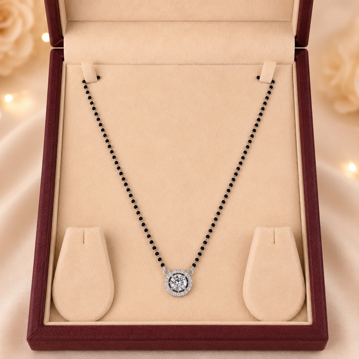 Round Halo Solitaire Mangalsutra