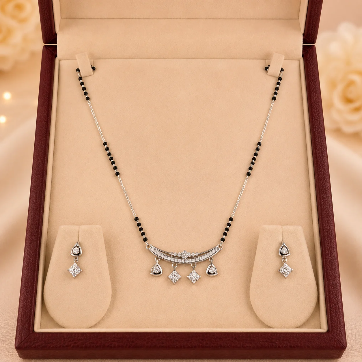 Five Drop Mangalsutra & Earrings Set
