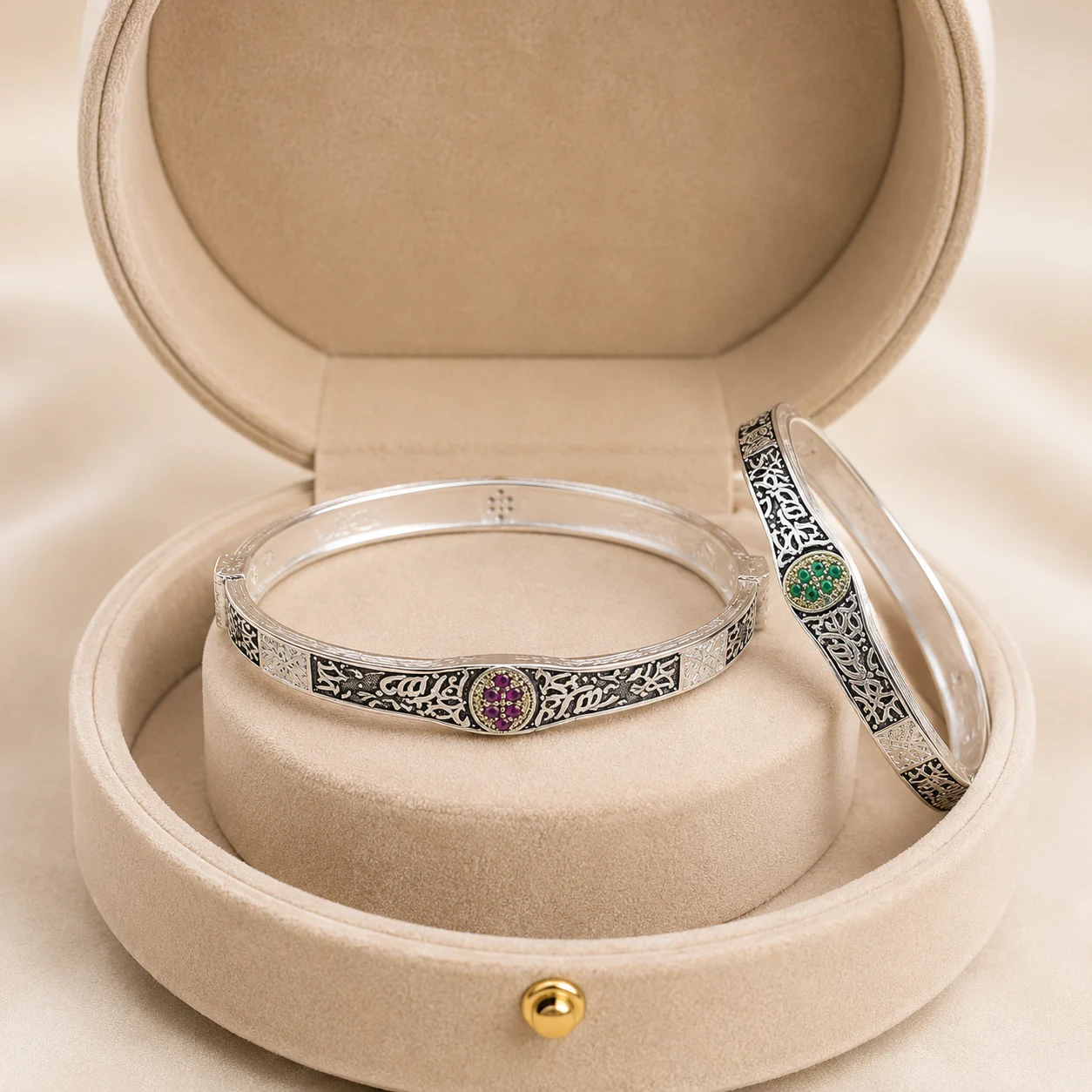 Oxidised Statement Silver Bangle Pair
