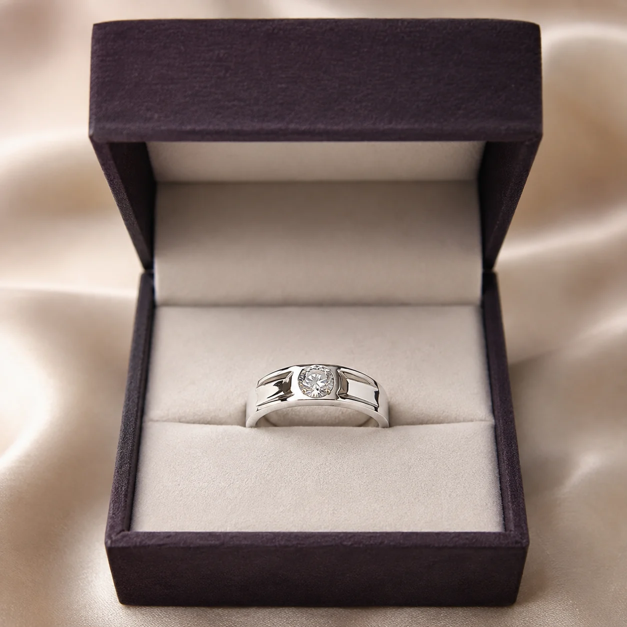 Statement Bezel Solitaire Silver Ring