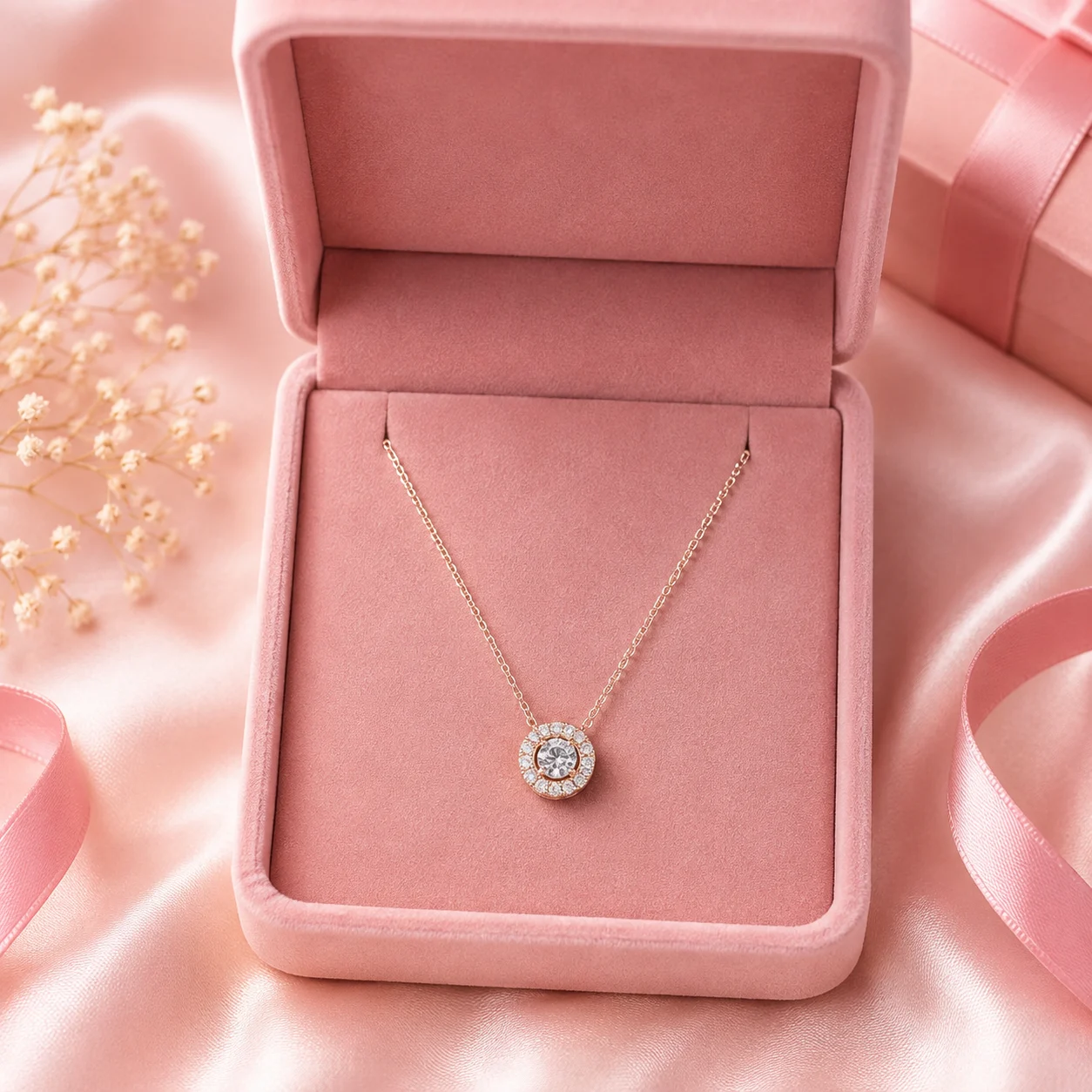 Gold-Tone Halo Pendant Necklace