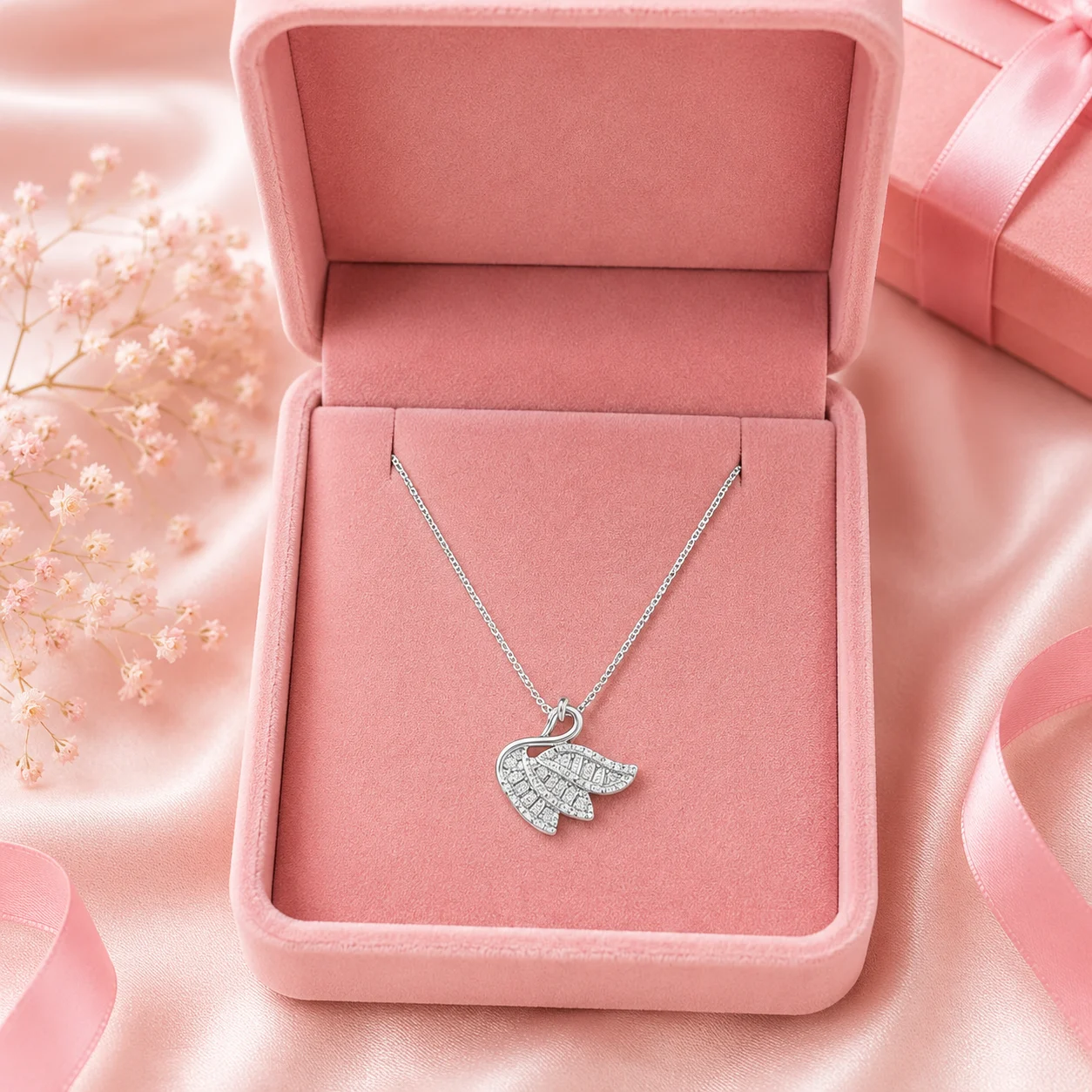 Swan Pave Pendant Necklace