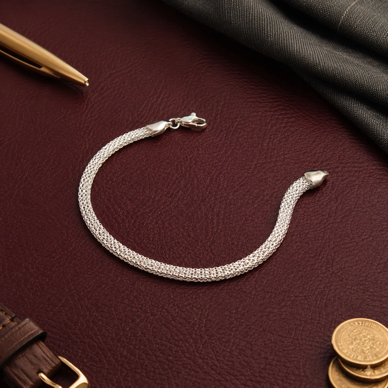 Silver Mesh Chain Bracelet